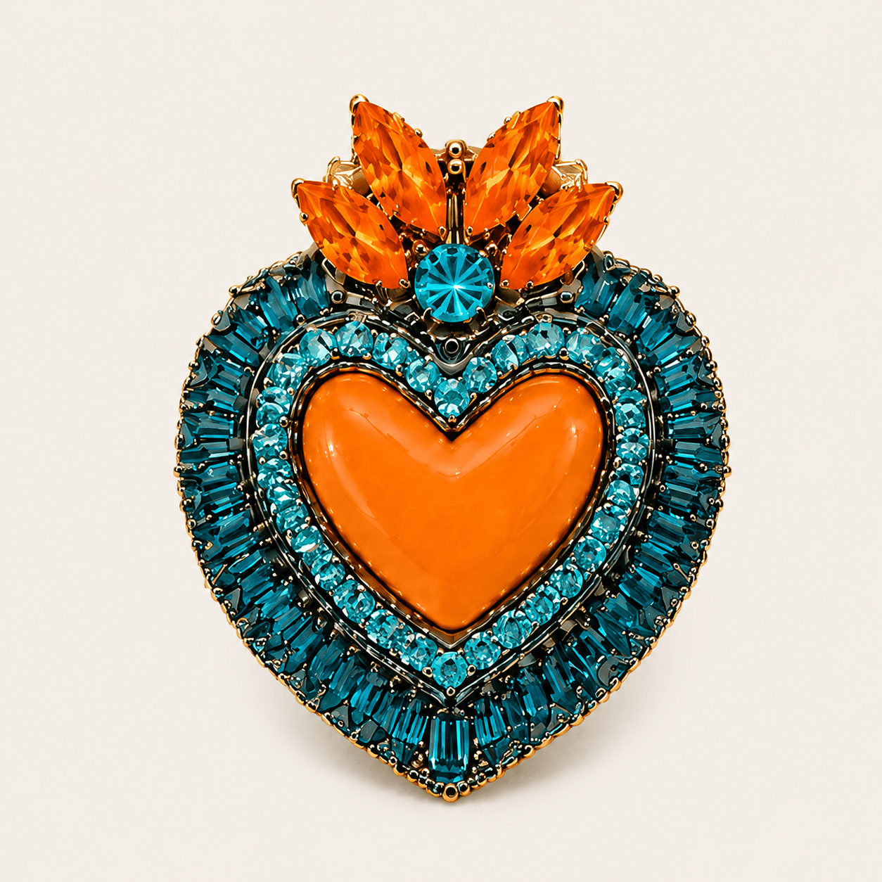 Spilla Cuore Fiamma d'Oceano - Adorna Studio