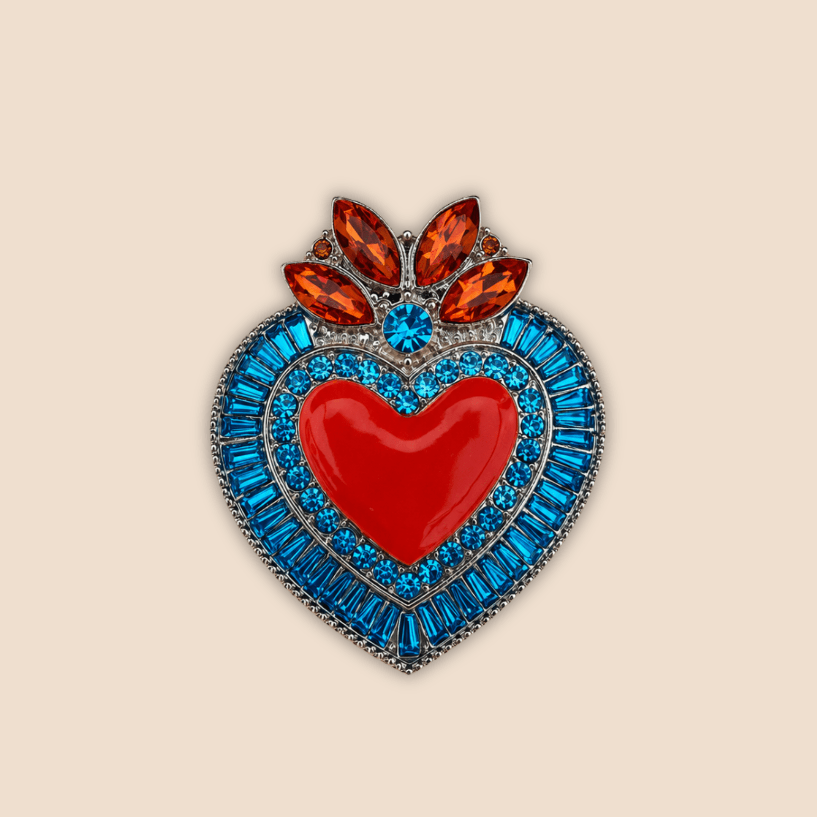 Spilla Cuore Fiamma d'Oceano - Adorna Studio
