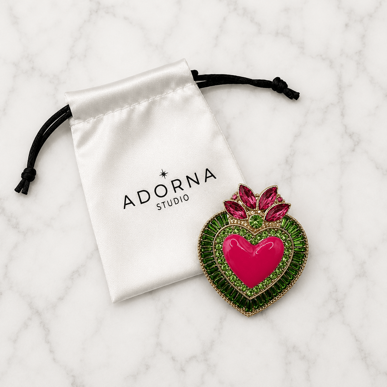 Spilla Cuore Fiori Ribelli - Adorna Studio